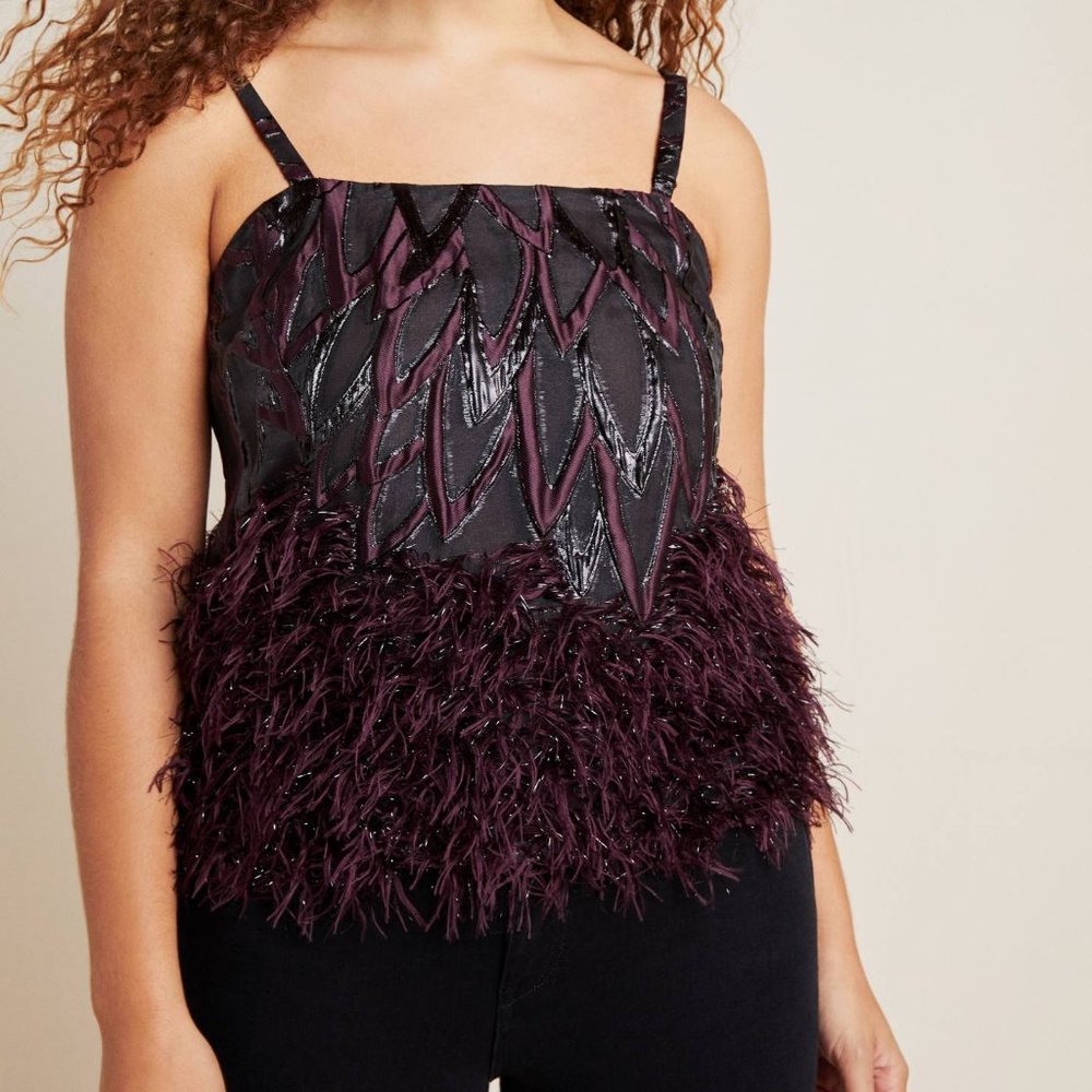 Anthropologie Parvati Textured Cami Embellished Tank Top size 8 NWT